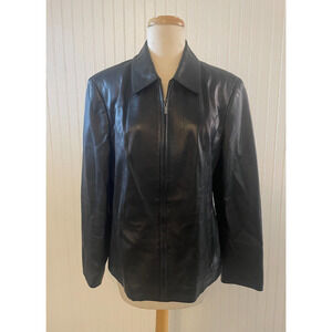 Valerie Stevens 100 % Leather Jacket Large with Zipper Black